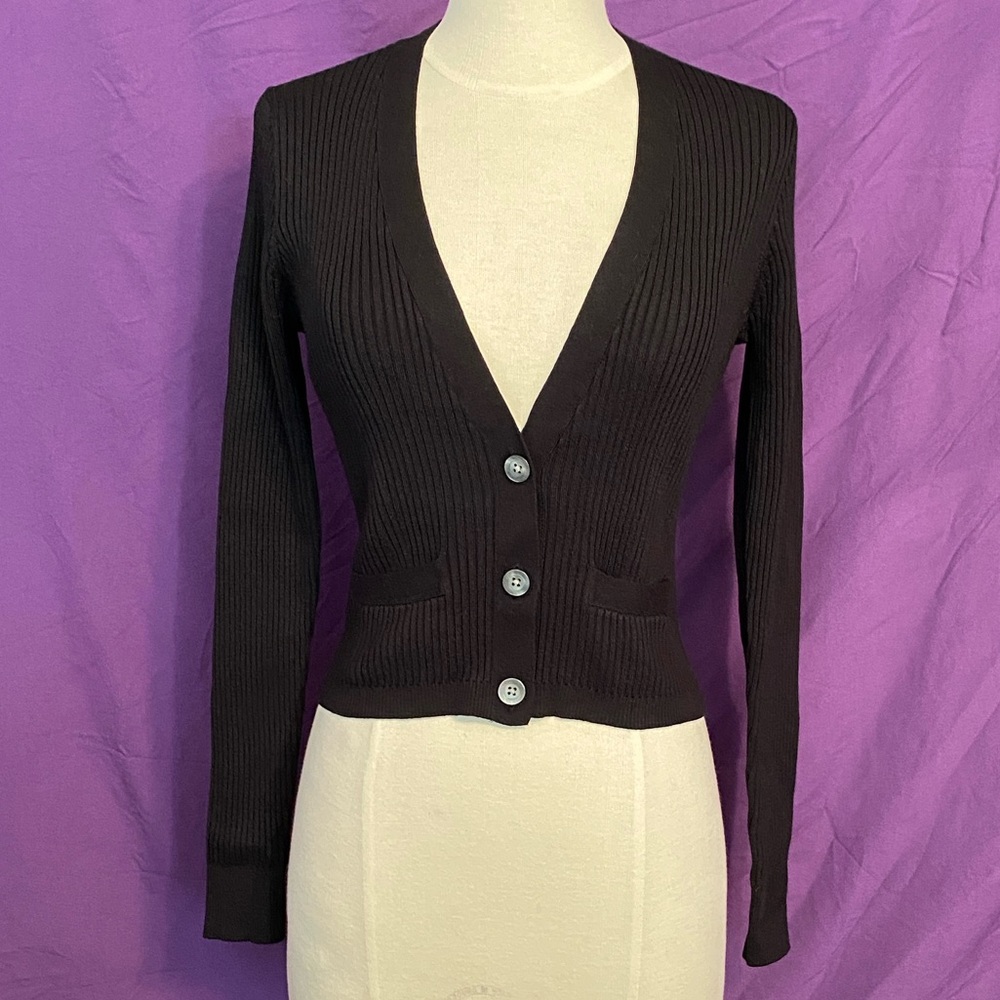 J. Crew Black Ribbed Cardigan. Size S.